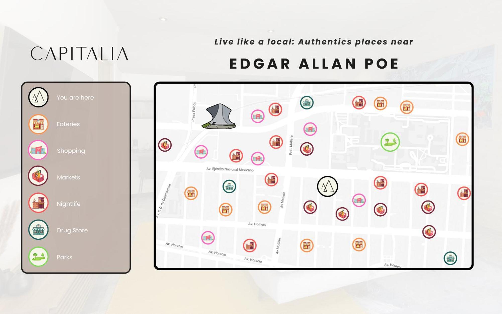 Capitalia - Luxury Apartments - Edgar Allan Poe Mexico City Exteriör bild